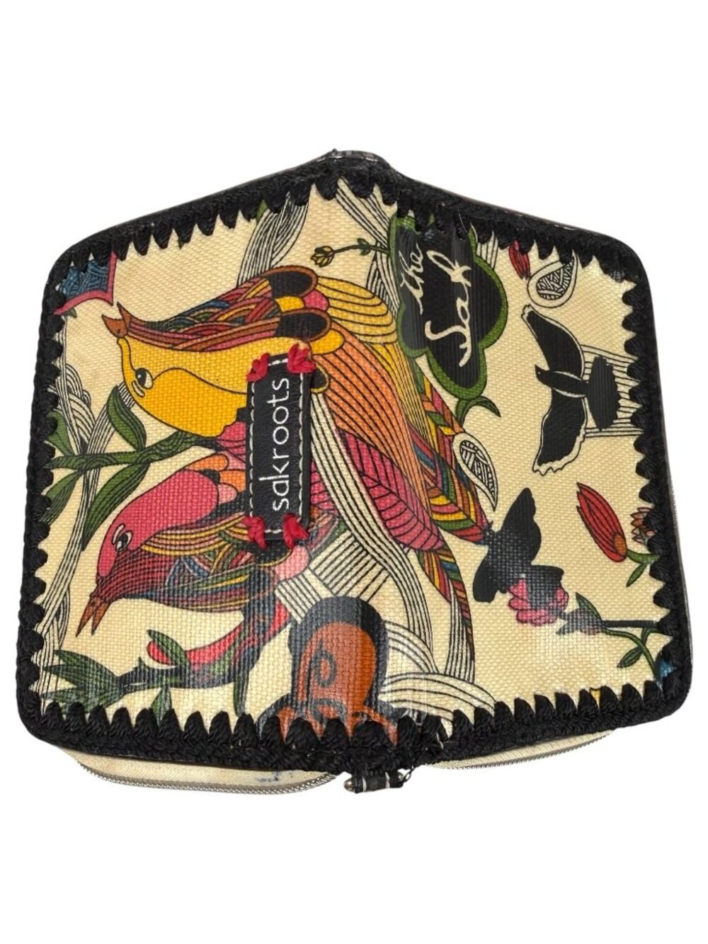 Sakroots Peace Birds Wallet Coated Canvas Zip Around Card Slots & ID Window Sak - Picture 3 of 10